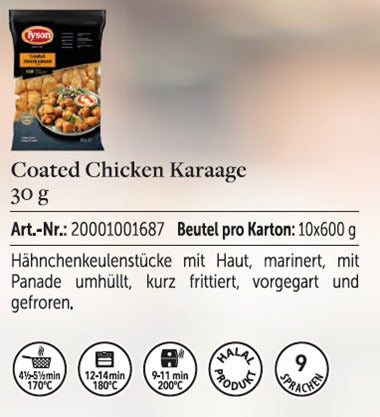Fritiertes Hühnerfleisch Chicken Karage 600g x 10